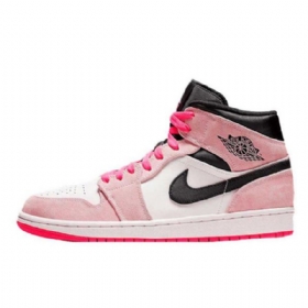 Nike Air Jordan 1 Mid Tops Hyper Sko Til Mænd Lyserød