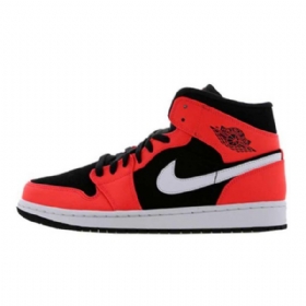 Nike Air Jordan 1 Mid Tops Infrarød 23 Sko Til Mænd Sort Rød