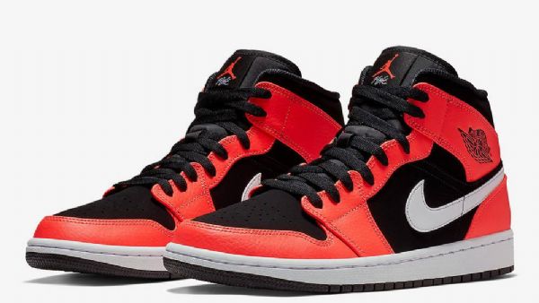 Nike Air Jordan 1 Mid Tops Infrarød 23 Sko Til Mænd Sort Rød