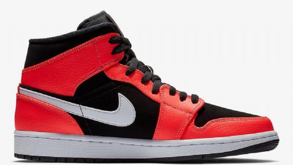 Nike Air Jordan 1 Mid Tops Infrarød 23 Sko Til Mænd Sort Rød