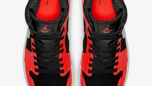 Nike Air Jordan 1 Mid Tops Infrarød 23 Sko Til Mænd Sort Rød