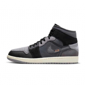 Nike Air Jordan 1 Mid Tops Inside Out Sko Til Damer Sort Grå