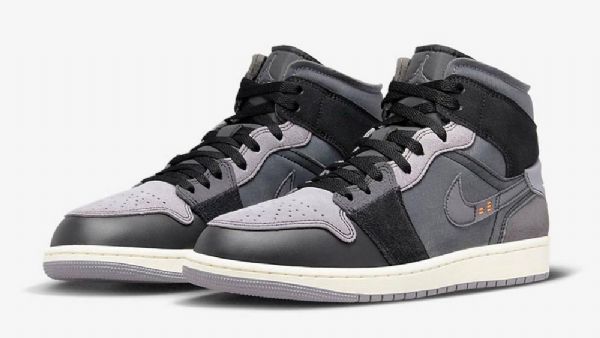 Nike Air Jordan 1 Mid Tops Inside Out Sko Til Damer Sort Grå