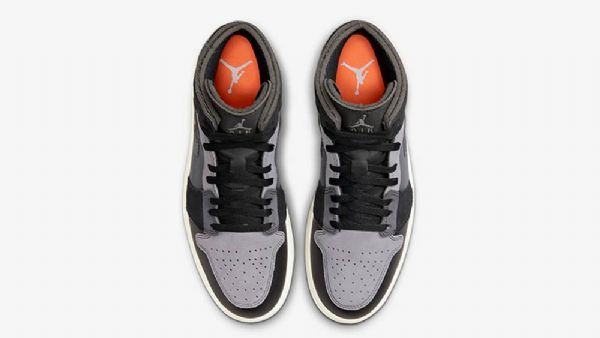 Nike Air Jordan 1 Mid Tops Inside Out Sko Til Damer Sort Grå