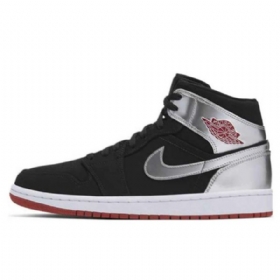 Nike Air Jordan 1 Mid Tops Johnny Kilroy Sko Til Mænd Sort Sølv