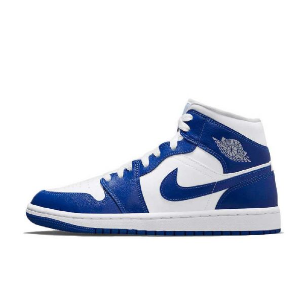 Nike Air Jordan 1 Mid Tops Kentucky Sko Til Mænd Blå Hvid