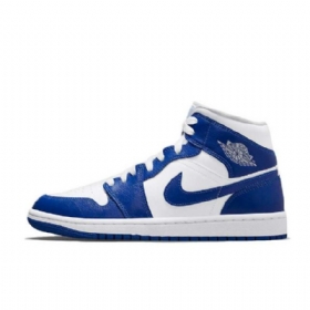 Nike Air Jordan 1 Mid Tops Kentucky Sko Til Mænd Blå Hvid