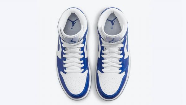 Nike Air Jordan 1 Mid Tops Kentucky Sko Til Mænd Blå Hvid