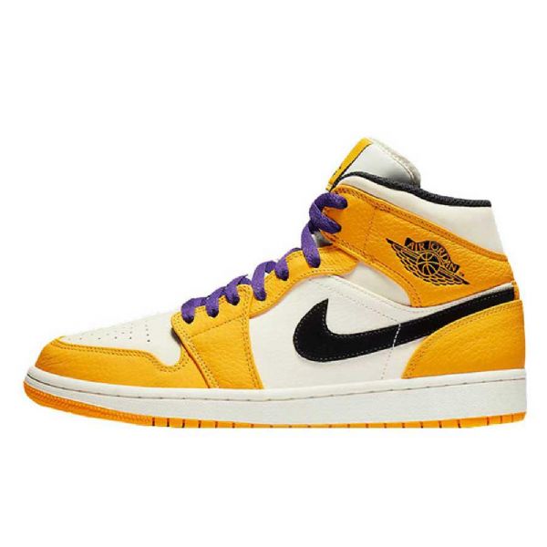 Nike Air Jordan 1 Mid Tops Lakers Sko Til Mænd Gul