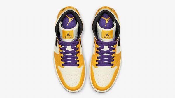 Nike Air Jordan 1 Mid Tops Lakers Sko Til Mænd Gul