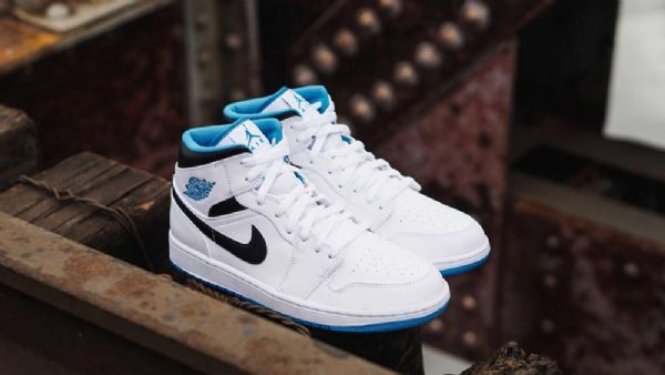 Nike Air Jordan 1 Mid Tops Laser Sko Til Mænd Blå