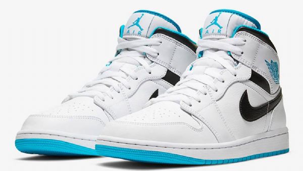 Nike Air Jordan 1 Mid Tops Laser Sko Til Mænd Blå