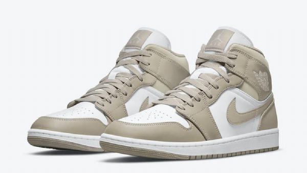 Nike Air Jordan 1 Mid Tops Linned Sko Til Mænd Oliven Grøn Hvid