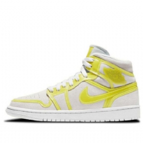 Nike Air Jordan 1 Mid Tops Lx Retro Basketball Sko Til Damer Hvid Gul