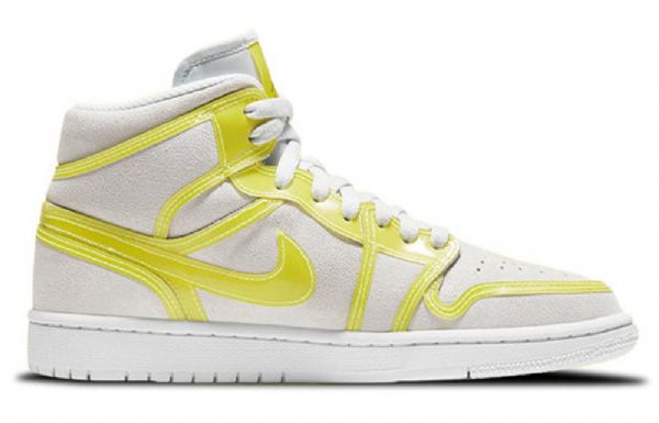 Nike Air Jordan 1 Mid Tops Lx Retro Basketball Sko Til Damer Hvid Gul