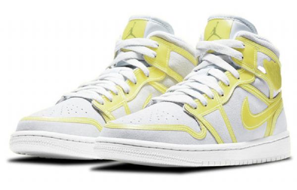 Nike Air Jordan 1 Mid Tops Lx Retro Basketball Sko Til Damer Hvid Gul