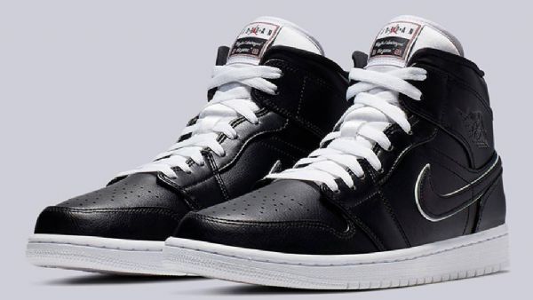 Nike Air Jordan 1 Mid Tops Måske Sko Til Mænd Sort