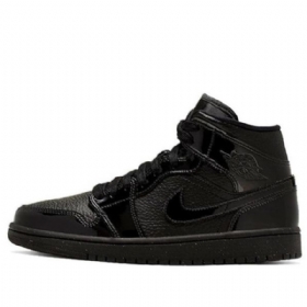 Nike Air Jordan 1 Mid Tops Patent Retro Basketball Sko Til Damer Sort