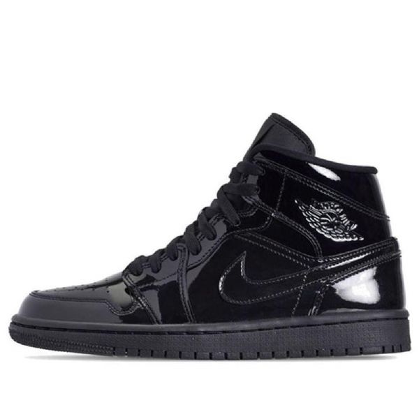 Nike Air Jordan 1 Mid Tops Patent Se Retro Basketball Sko Til Damer Sort