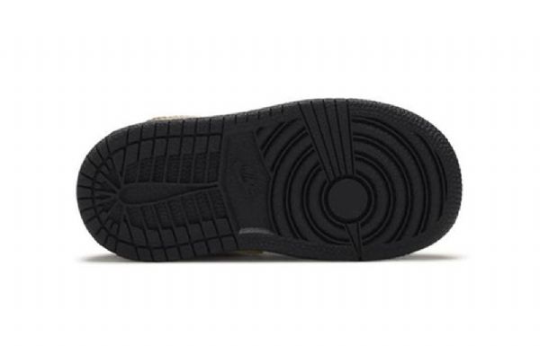 Nike Air Jordan 1 Mid Tops Patent Td Sko Til Børn Sort Guld