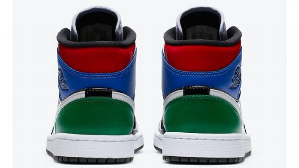 Nike Air Jordan 1 Mid Tops Patentsko Til Mænd Flerfarvet