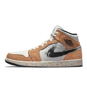 Nike Air Jordan 1 Mid Tops Penselstrøgssko Til Damer Koralgrå