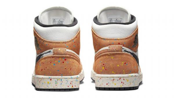 Nike Air Jordan 1 Mid Tops Penselstrøgssko Til Mænd Koralgrå