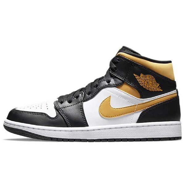 Nike Air Jordan 1 Mid Tops Pollensko Til Damer Sort Hvid Brun