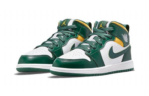 Nike Air Jordan 1 Mid Tops Ps Retro Basketball Sko Til Mænd Grøn Sort