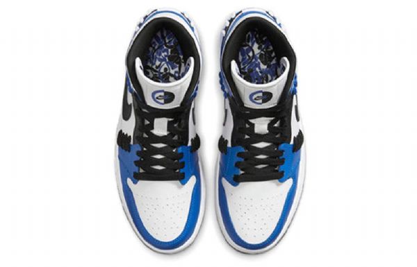 Nike Air Jordan 1 Mid Tops Retro Basketball Sko Til Damer Blå Hvid
