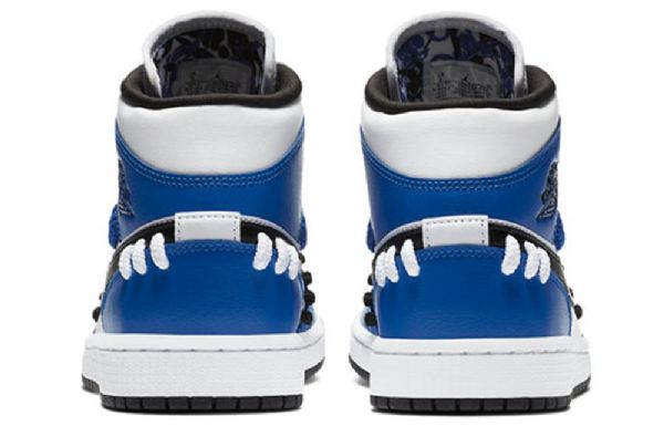 Nike Air Jordan 1 Mid Tops Retro Basketball Sko Til Damer Blå Hvid