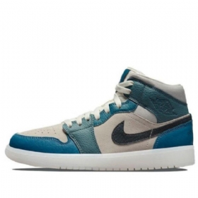 Nike Air Jordan 1 Mid Tops Retro Basketball Sko Til Damer Blå Rød