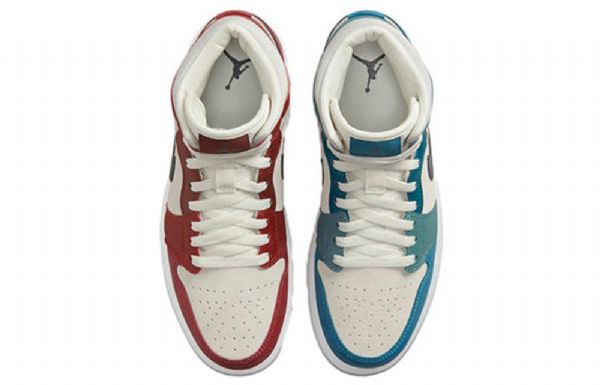 Nike Air Jordan 1 Mid Tops Retro Basketball Sko Til Damer Blå Rød