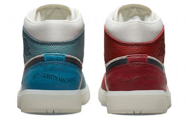 Nike Air Jordan 1 Mid Tops Retro Basketball Sko Til Damer Blå Rød