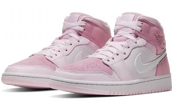Nike Air Jordan 1 Mid Tops Retro Basketball Sko Til Damer Lyserød