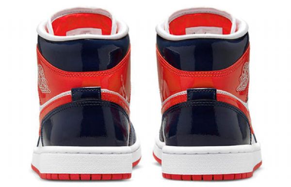 Nike Air Jordan 1 Mid Tops Retro Basketball Sko Til Damer Marineblå Rød Hvid