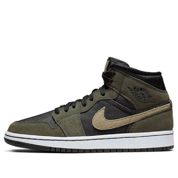 Nike Air Jordan 1 Mid Tops Retro Basketball Sko Til Damer Olivengrøn