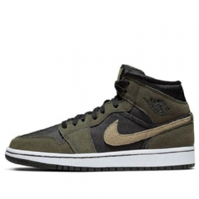 Nike Air Jordan 1 Mid Tops Retro Basketball Sko Til Damer Olivengrøn