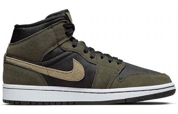 Nike Air Jordan 1 Mid Tops Retro Basketball Sko Til Damer Olivengrøn
