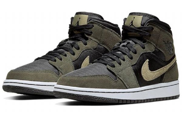 Nike Air Jordan 1 Mid Tops Retro Basketball Sko Til Damer Olivengrøn