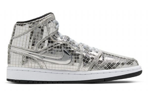 Nike Air Jordan 1 Mid Tops Retro Basketball Sko Til Damer Sølv