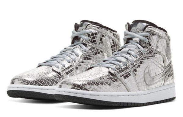 Nike Air Jordan 1 Mid Tops Retro Basketball Sko Til Damer Sølv
