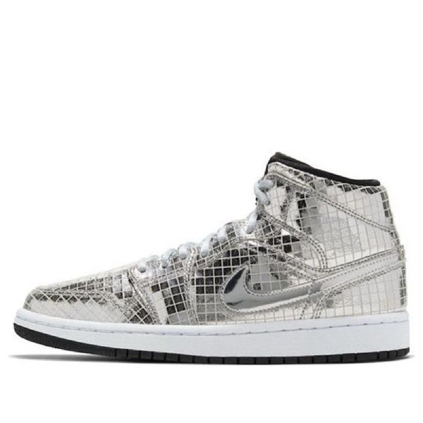 Nike Air Jordan 1 Mid Tops Retro Basketball Sko Til Damer Sølv