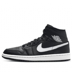 Nike Air Jordan 1 Mid Tops Retro Basketball Sko Til Damer Sort Hvid