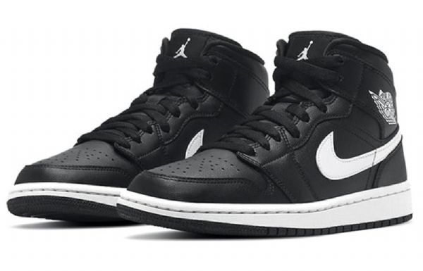 Nike Air Jordan 1 Mid Tops Retro Basketball Sko Til Damer Sort Hvid