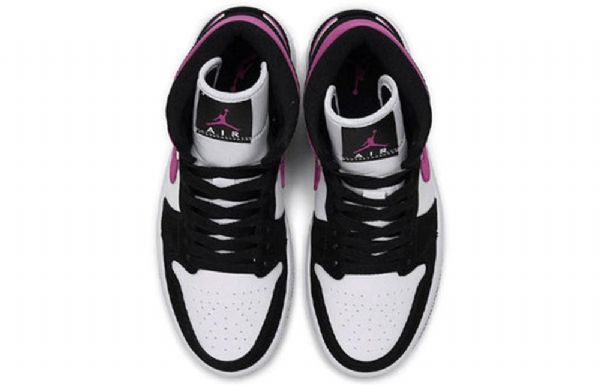 Nike Air Jordan 1 Mid Tops Retro Basketball Sko Til Damer Sort Hvid Lilla