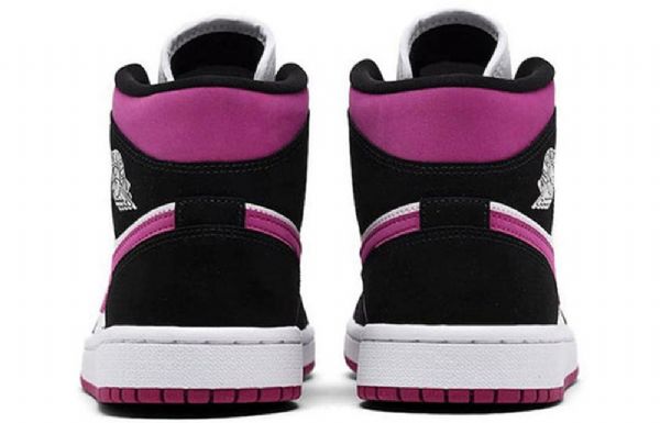 Nike Air Jordan 1 Mid Tops Retro Basketball Sko Til Damer Sort Hvid Lilla