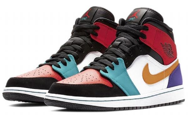 Nike Air Jordan 1 Mid Tops Retro Basketball Sko Til Mænd Flerfarvet