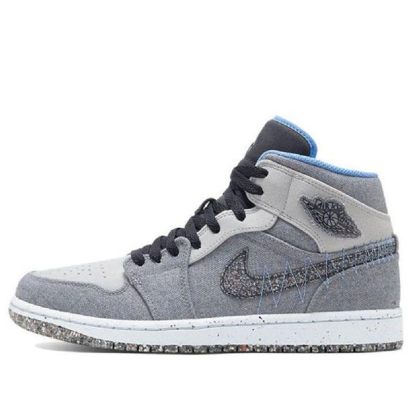 Nike Air Jordan 1 Mid Tops Retro Basketball Sko Til Mænd Grå Blå