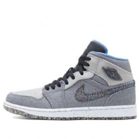 Nike Air Jordan 1 Mid Tops Retro Basketball Sko Til Mænd Grå Blå